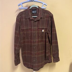 Carhartt Brown and Red Plaid Work Shirt